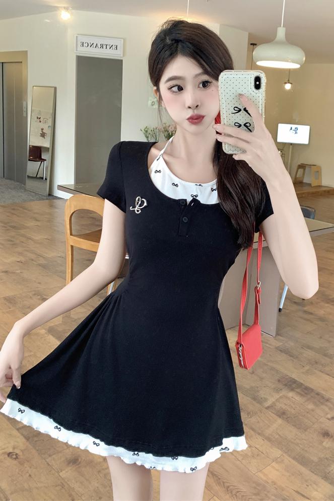 1713904528182_889213.jpg Summer Preppy JK Halter Short Dress with Cinched Waist and Slimming Fit
