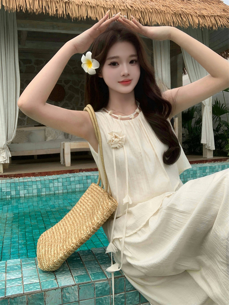 1741525157346_542921.jpg Light Apricot Sleeveless Midi Dress for Women 2026 Summer City Commute - Style 586699