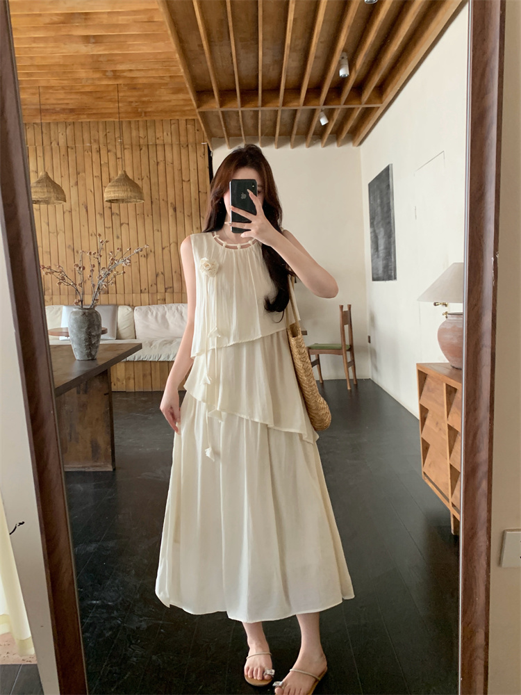 1741525188261_604531.jpg Light Apricot Sleeveless Midi Dress for Women 2026 Summer City Commute - Style 586699