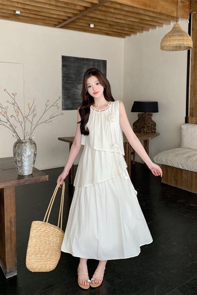 1741525212698_394788.jpg Light Apricot Sleeveless Midi Dress for Women 2026 Summer City Commute - Style 586699