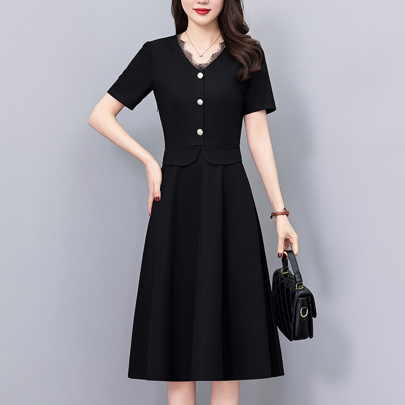 1773295806471_7vKp3t.jpg Black A-Line Midi Dress Short Sleeve Plus Size Summer 2026