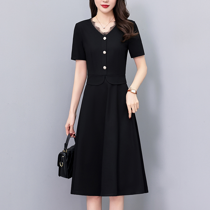 1773295811060_gVWnUh.jpg Black A-Line Midi Dress Short Sleeve Plus Size Summer 2026