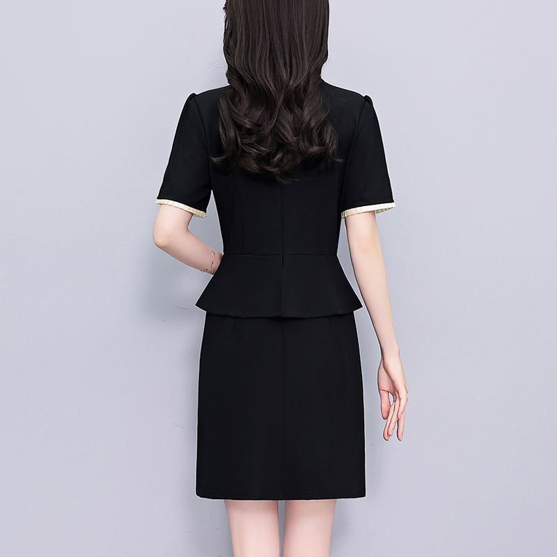 1773325809214_fyXKiN.jpg Plus Size Black V-Neck Short Sleeve Dress Summer Slim Fit