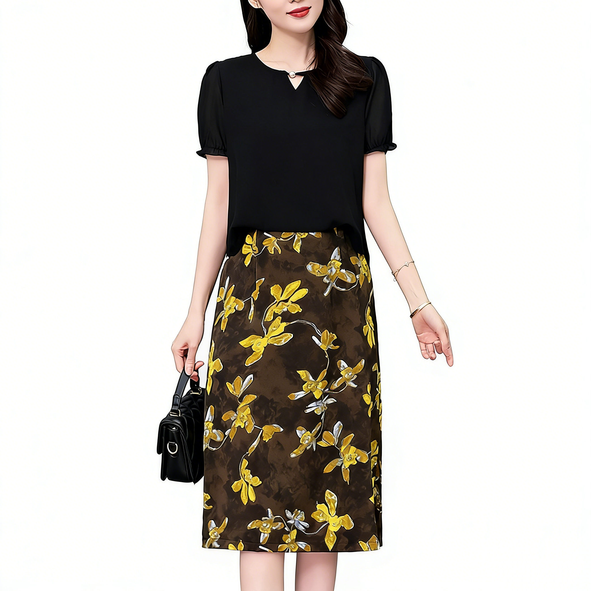 1773370249038_uBZqtu.png Plus Size Women's Short Sleeve A-Line Midi Dress Summer Party Wear
