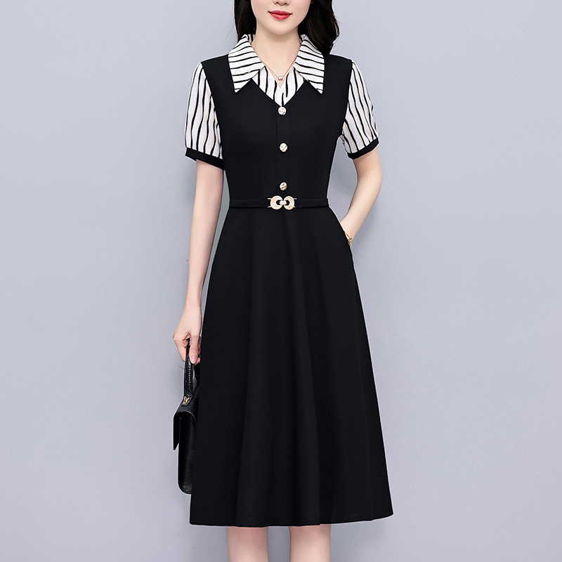 1773371150187_WMpqwB.jpg Striped Faux Two-Piece Plus Size Women's Midi Dress Short Sleeve Summer 2026