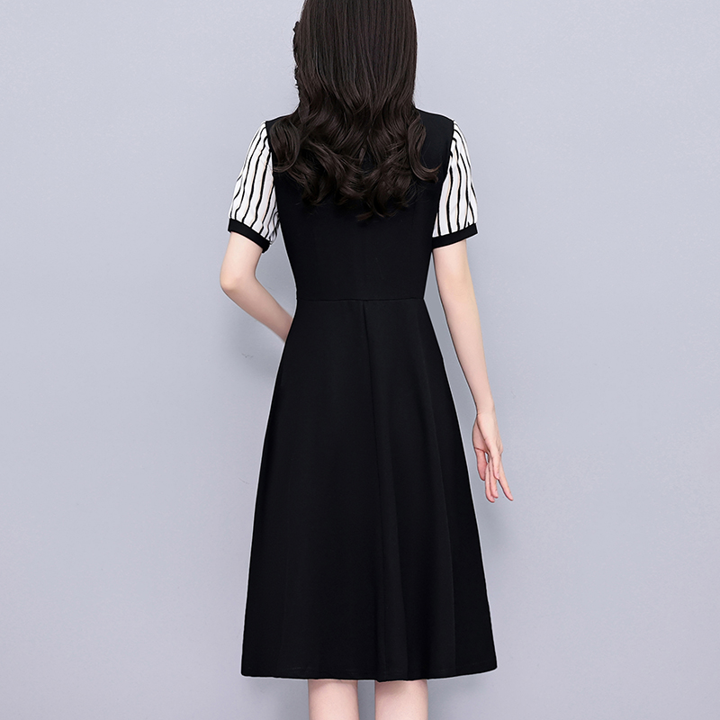 1773371162997_8r7oqz.jpg Striped Faux Two-Piece Plus Size Women's Midi Dress Short Sleeve Summer 2026
