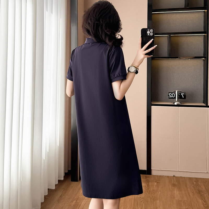 1773375176879_7iusdJ.jpg Navy Blue Casual Loose Plus Size Women's Short Sleeve Dress Summer New