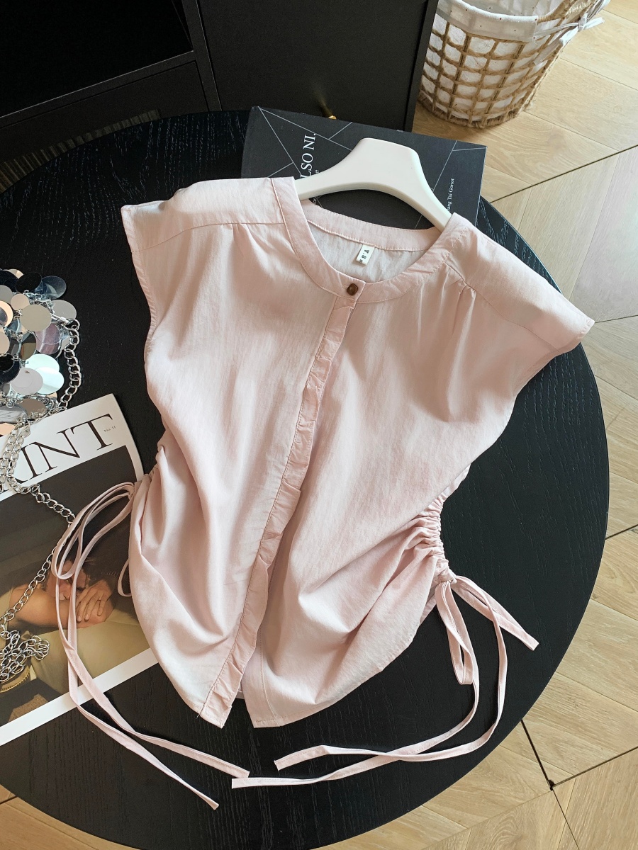 1782309725410_wPkUfm.jpg Women Summer Sleeveless Drawstring Waist Shirt Light Pink Light Yellow