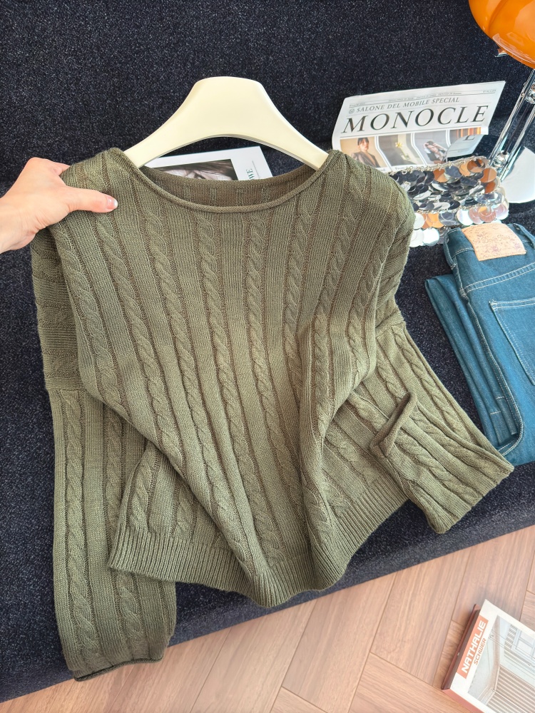 1788796505515_Q8wKav.jpg Retro Green Knit Top Women's New Hong Kong Style Loose Sweater